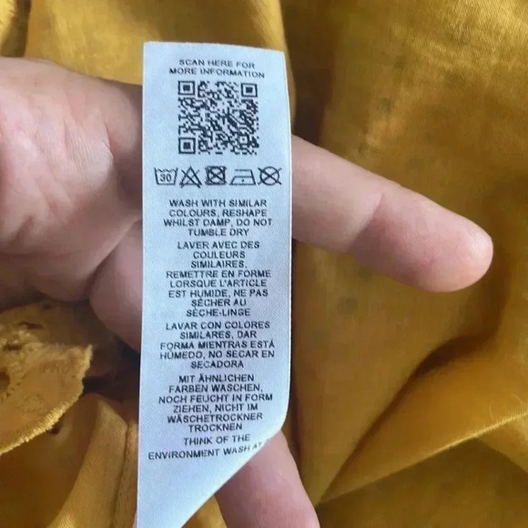 NWT Topshop Broderie Eyelet Ruffle Long Sleeve Minidress Yellow Sz 8 - Picture 14 of 14